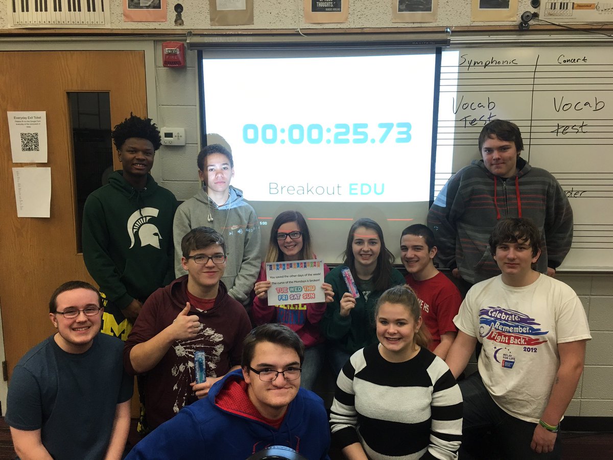 VCLMusic's tweet photo. GOT IT! Just in time!!!!!! .@breakoutEDU #vandyjayhawks #vandystrong https://t.co/UarGLoP0Ye