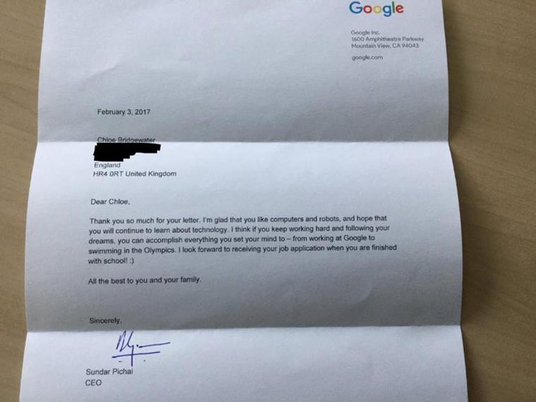 binitamshah's tweet image. 7-yr-old girl wants a job in Google , gets reply from CEO Sundar Pichai ( @sundarpichai ) : businessinsider.in/a-7-year-old-g…