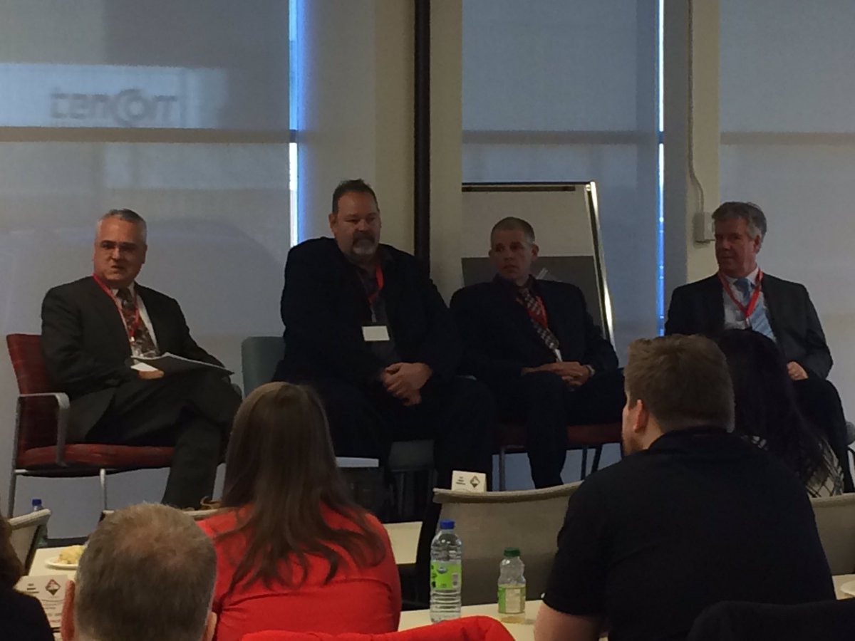 CharlieC_1973's tweet photo. @TTSAOontario. Representation from @northbridgeins , @Drive4Bison , the @OnTruck and @privatefleets all talking MELT.  #TTSAO @ISBMee https://t.co/HQgYFduw3m