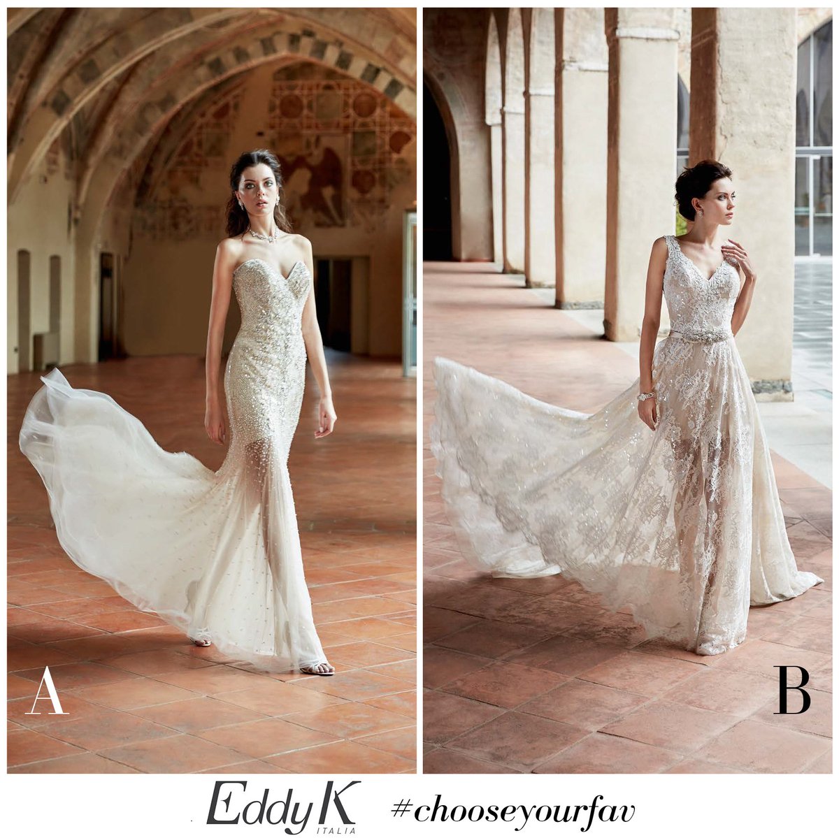 EddyK_Bridal's tweet photo. Two gorgeous #Eddykcouture options to show off your amazing legs. A for #CT165 or B for #CT175 https://t.co/OJ0RsdvEge