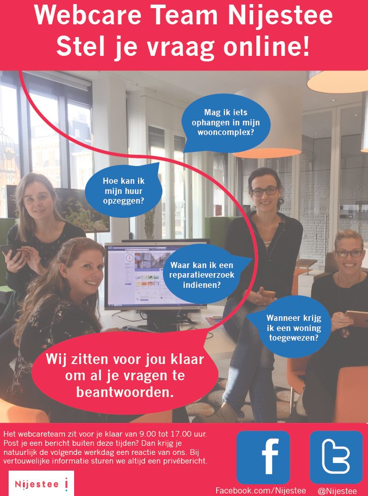 Stel je vraag online aan de medewerkers van @Nijestee!