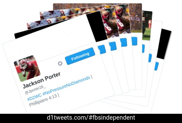 d1tweets_ind's tweet image. d1tweets.com/#fbsindependent updates card #8 d1tweets.com/fbsindependent… for @Jporter28_ #D2WC #NoPressureNoDiamonds