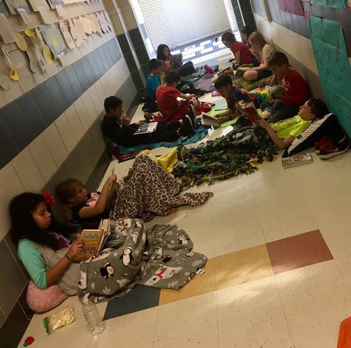 Crockett 4th Grade having a read-in. #sanangeloisdtweets17