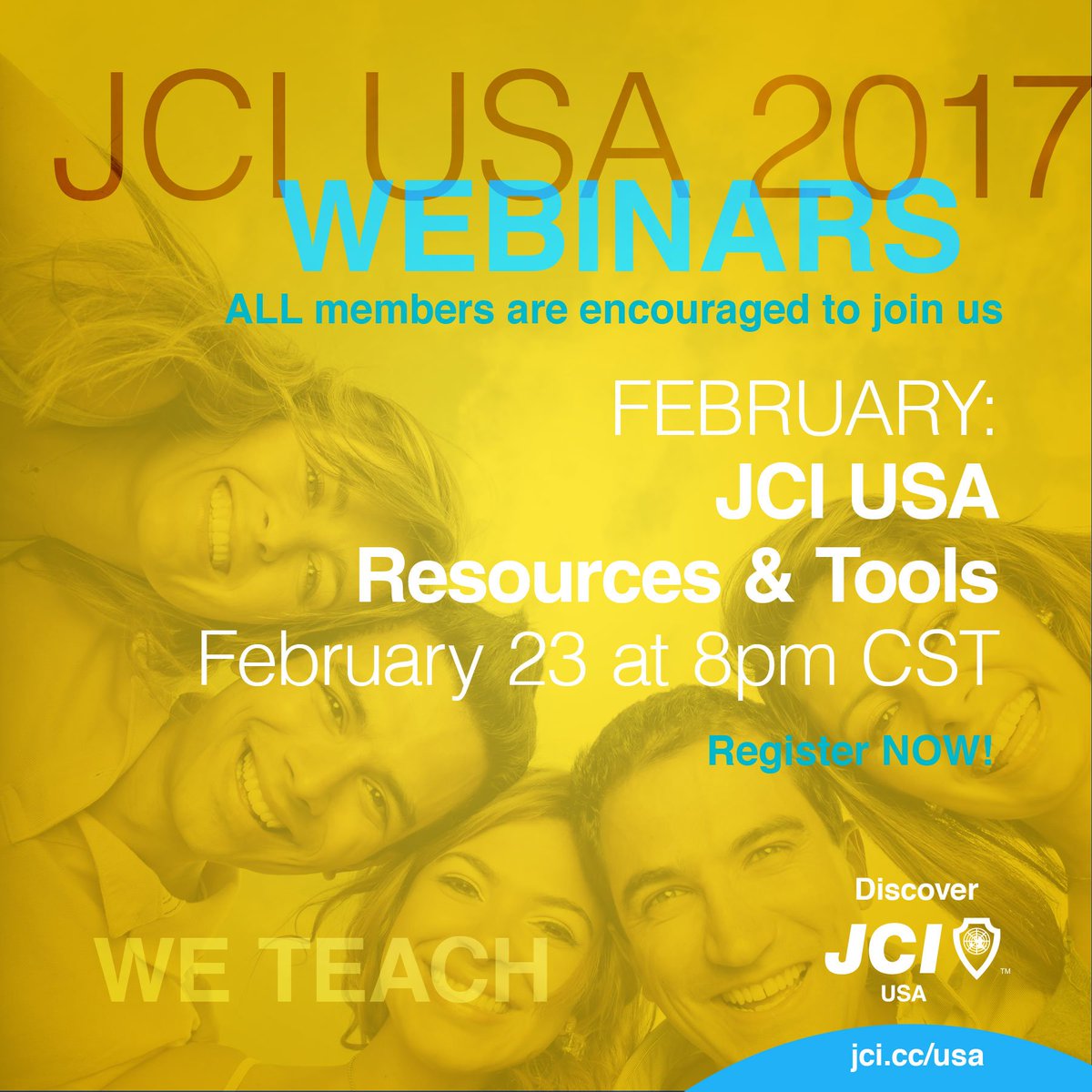 JCIUSA's tweet photo. Register now for the JCI USA Resources &amp; Tools webinar on Feb 23, 2017 at 8:00 PM CST. https://t.co/Sqv1IvGiBb https://t.co/WewfkyWog6