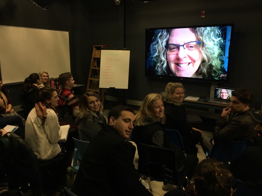 WatermanVJ's tweet image. @BetsyTrumpener @daybreaknorth @CBCVancouver joined @bcitnews students today for a workshop on #writingforradio