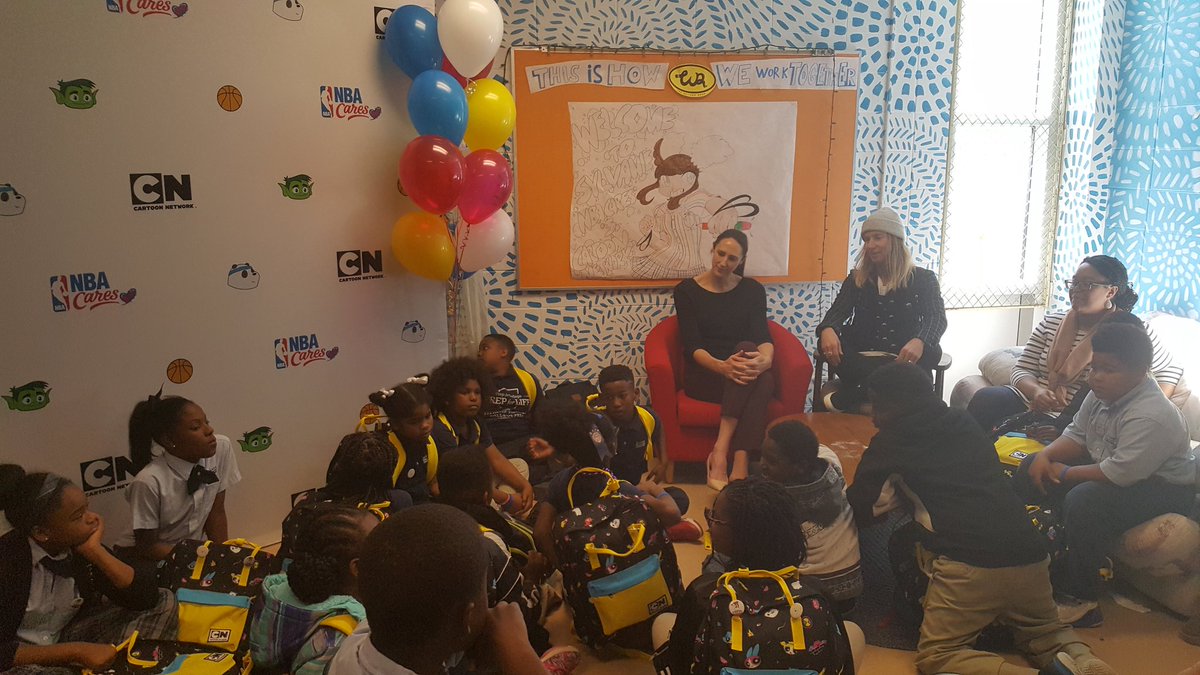 nbacares's tweet image. Sylvanie Williams students talk about their coding projects with @ruthriley00 &amp;amp; @cartoonnetwork&apos;s @GregCipes!  #CodeYourStory #NBAAllStar