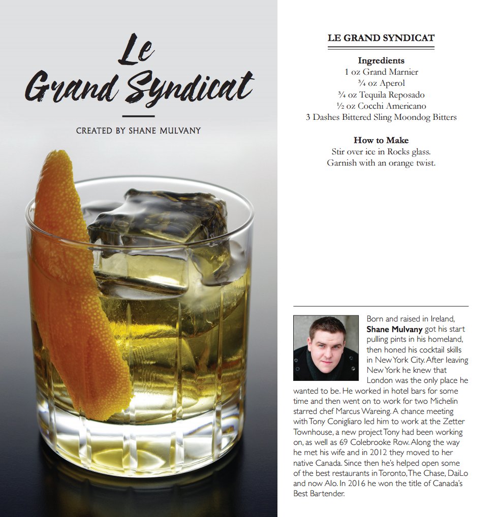 Toronto's @ShaneMulvany presents his "Grand Syndicat" inspired by Grand Marnier &amp; Bittered Sling Bitters. Recipe: 📸 #LeGrandSling #cocktails