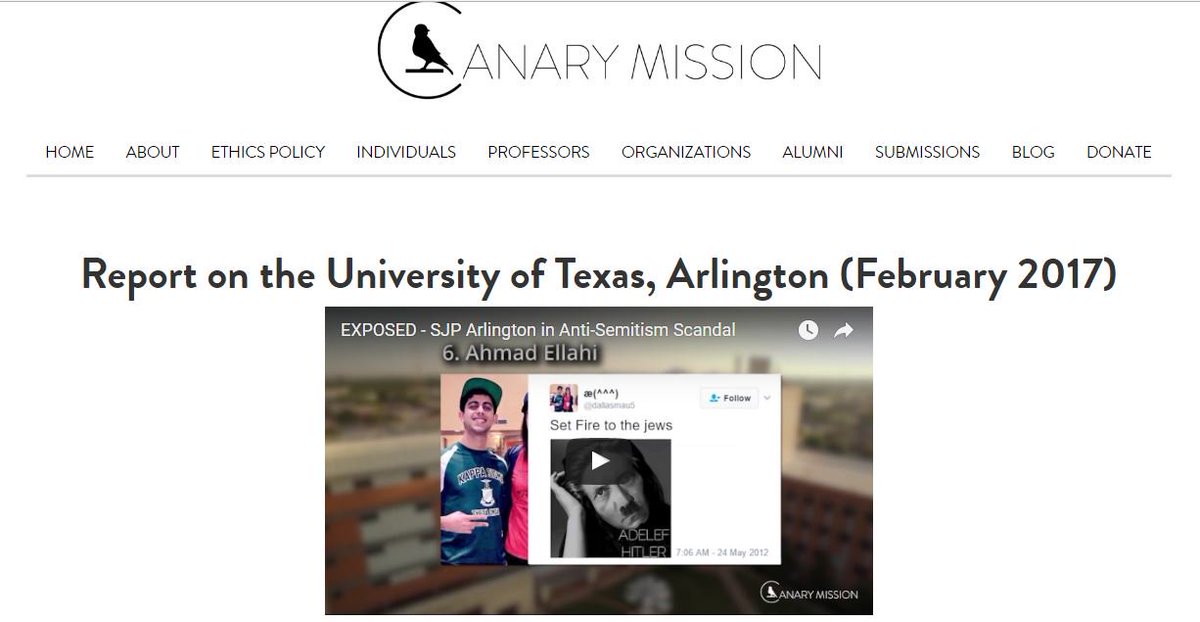 canarymission's tweet image. SHOCKING report on anti-Semitism in University of Texas, Arlington
Retweet and make this an issue. RT Retweet PLEASE
canarymission.org/uta/