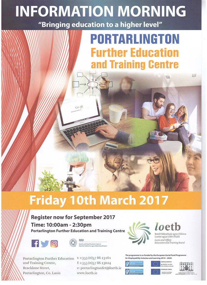 Information Morning <a href="/LaoisThirdl/">Portarlington FEC</a>  March 10th
#laois #portarlington😉😉😉