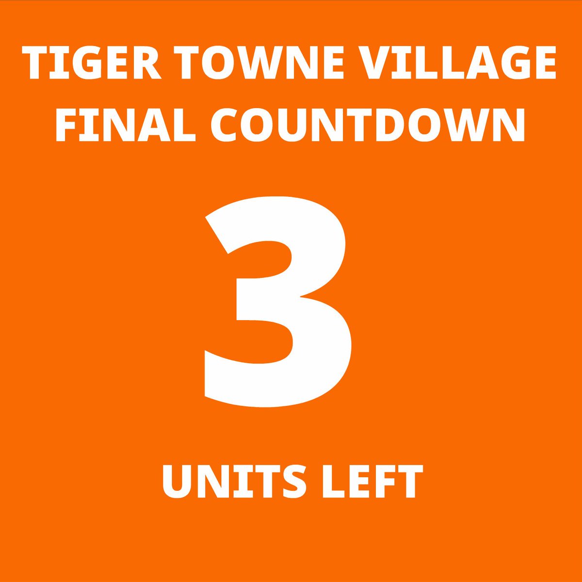 tigerproperties's tweet photo. https://t.co/Vk344I3wG2 #Clemson #FinalCountdown #TigerTowneVillage #OnlyThreeLeft #StudentLiving #StudentLife #ClemsonUniversity https://t.co/0OoxFX63wm