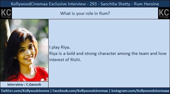 KollywoodCinima's tweet image. #RumInterview #Rum Girl @iSanchita

I play #Riya. She us a bold &amp;amp; strong character among the team &amp;amp; love interest of Rishi
