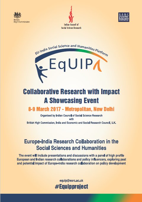 Equipproject's tweet photo. EqUIP Final Showcasing Event - ‘Collaborative Research with Impact’ to be held in New Delhi, India 8th-9th of March #Equipproject #research https://t.co/EYeUy9TpbY