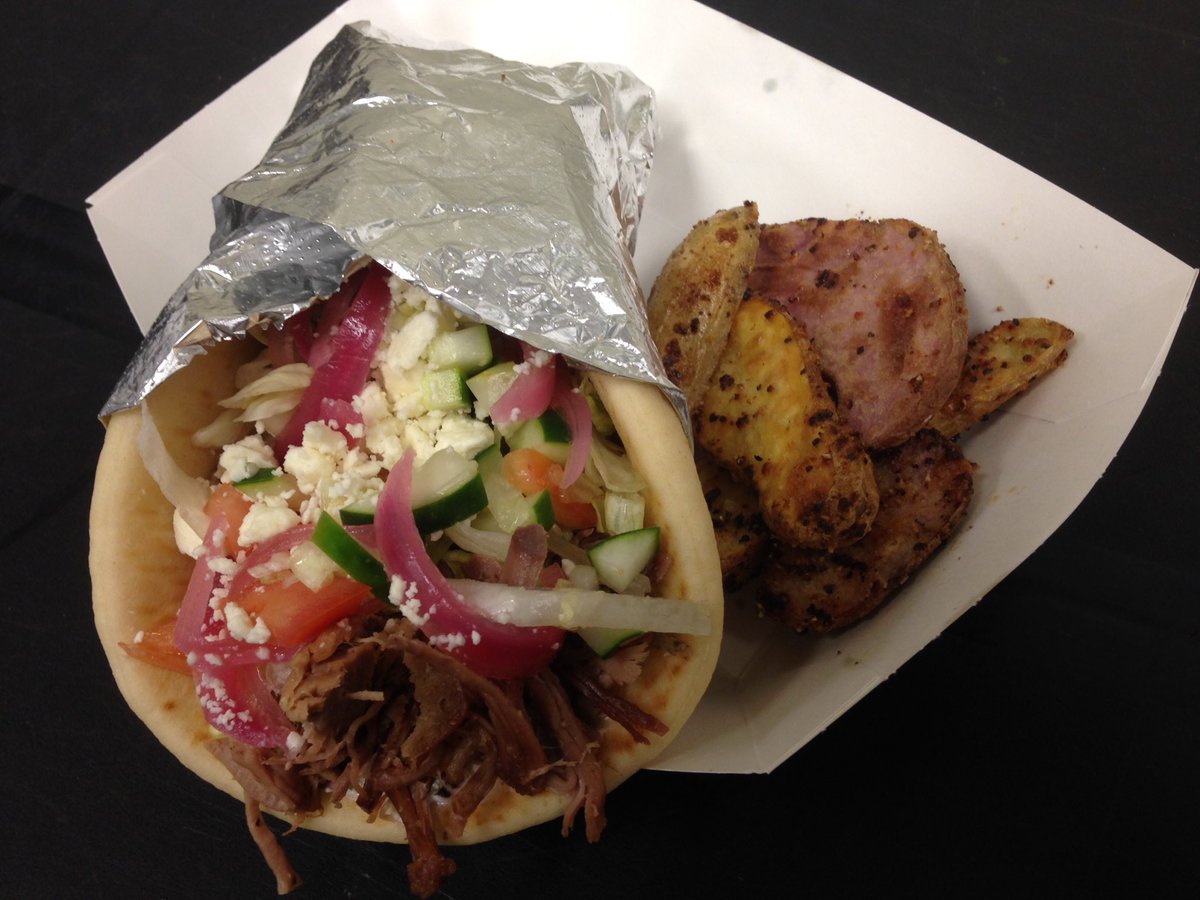 CraigRosekrans's tweet photo. Lamb gyro with Parmesan roasted fingerlings for lunch @CannonSchool @FlikISDining https://t.co/hhsvNYBLJg