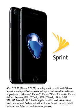3/ #SwitchtoSprint and get an #iPhone 7 for $0 monthly payments for 18 mo w/ a qualifying device trade-in! #Amazing!