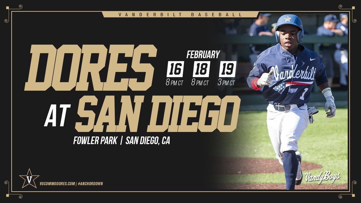 Vandy kicks off the SEC baseball season tonight in San Diego! Baseball is here!#VandyBaseball #SECBaseball
