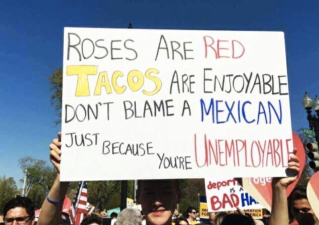 krassenstein's tweet photo. This sign says it all. #DayWithoutImmigrants https://t.co/lFEKLoo3GS