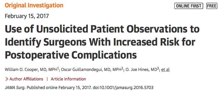 MUST READ: jamanetwork.com/journals/jamas… Surgeon behaviours linked to post-operative complications. <a href="/RCSnews/">The Royal College of Surgeons of England</a> <a href="/RCSEd/">The Royal College of Surgeons of Edinburgh</a>