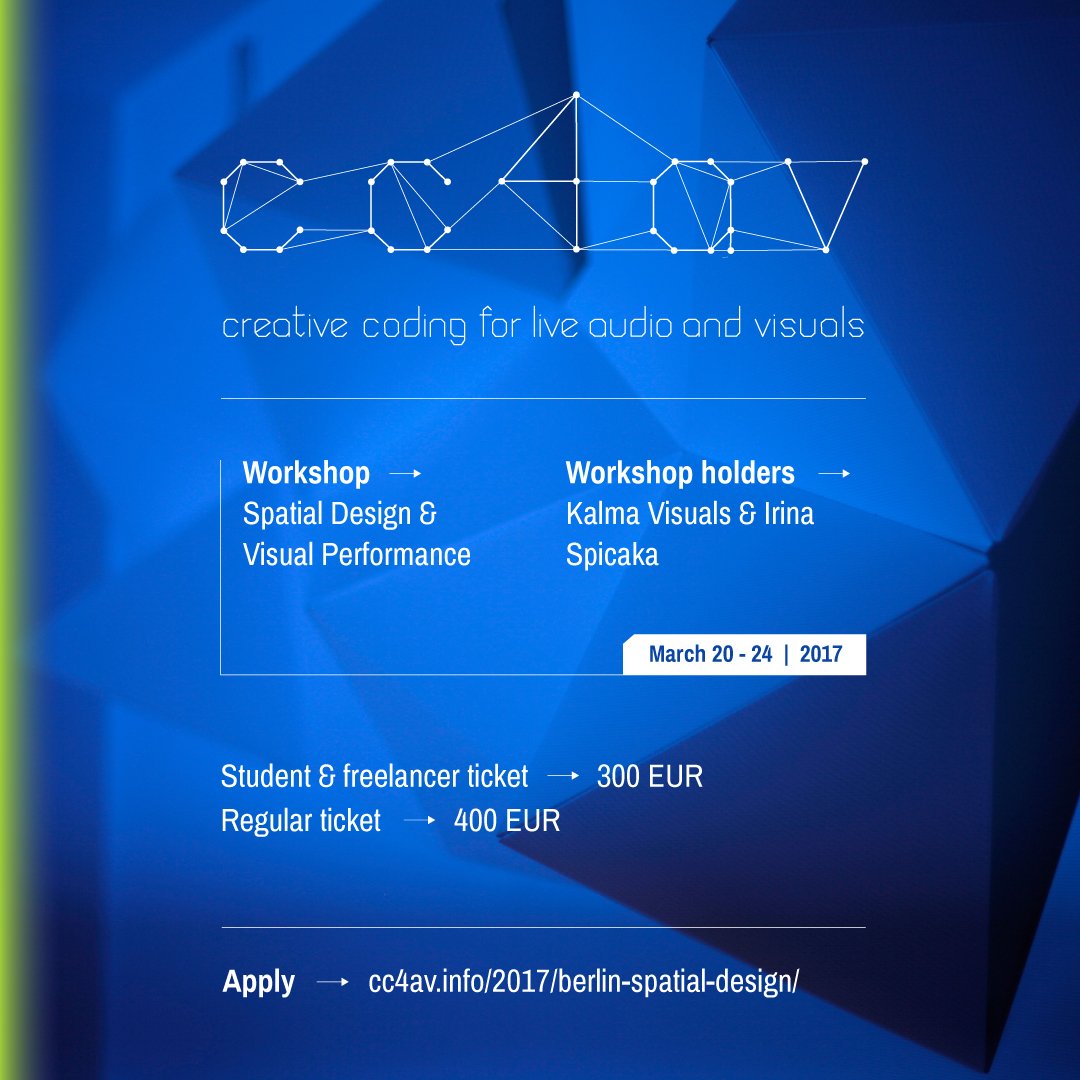 Irina_Spicaka's tweet photo. #CC4AV #workshop #Spatial #Design & #Visual #Performance with @Kalmavj & @Irina_Spicaka / @blender3d @Mad_Mapper @VIDVOX @spektrumberlin https://t.co/M7ayqZGuPh