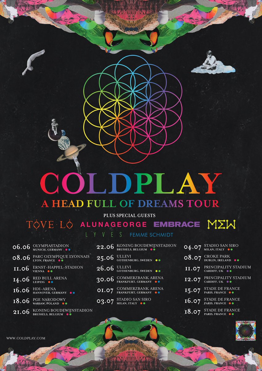 coldplay's tweet photo. We’re very pleased to announce the special guests for the band's upcoming #AHFODtour dates in Asia, Europe and North America. A https://t.co/kjxB0U3k8I