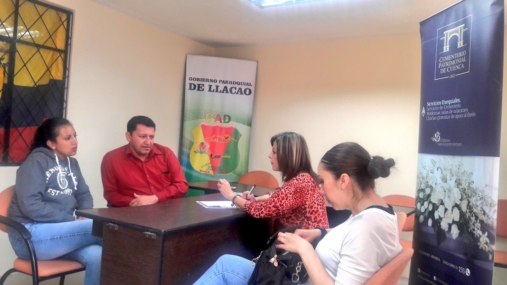 Presidente del GAD Llacao expone las necesidades que su parroquia requiere y se definir fechas para la intervención psicológica gratuita