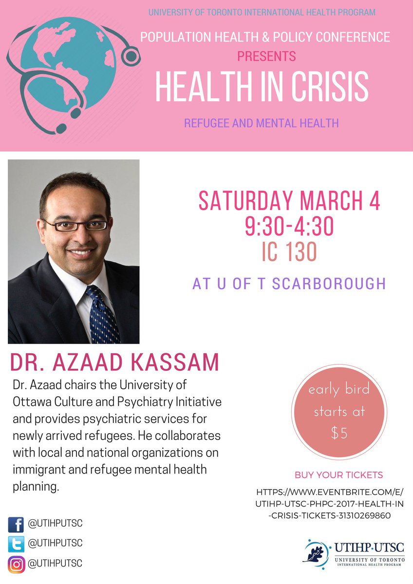 UTIHPUTSC's tweet image. Our fifth speaker, Dr. Kassam, collaborates with local and national organizations on immigrant and refugee mental health planning! #PHPC2017