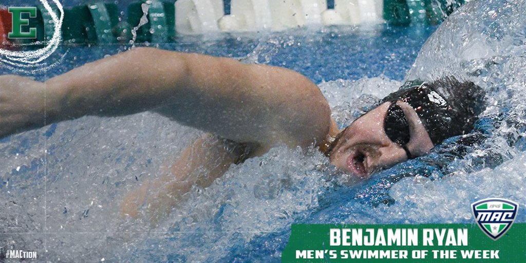 MACSports's tweet photo. .@EMUSwimDive freshman Benjamin Ryan garnered three first-place finishes this past weekend, notching career bests in each event! #MACtion https://t.co/0jqUMeg3I2