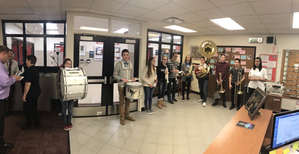 Lady Rams gymnastics, Veronika Srey enjoy a State Sendoff by the @GERamBand #GERams