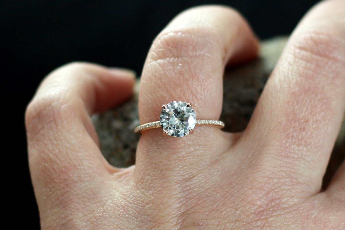 Forever Brilliant Moissanite & Diamond Engagement Ring Glaucus Round… tuppu.net/b5db9f13 #Etsy #WhiteMoissanite
