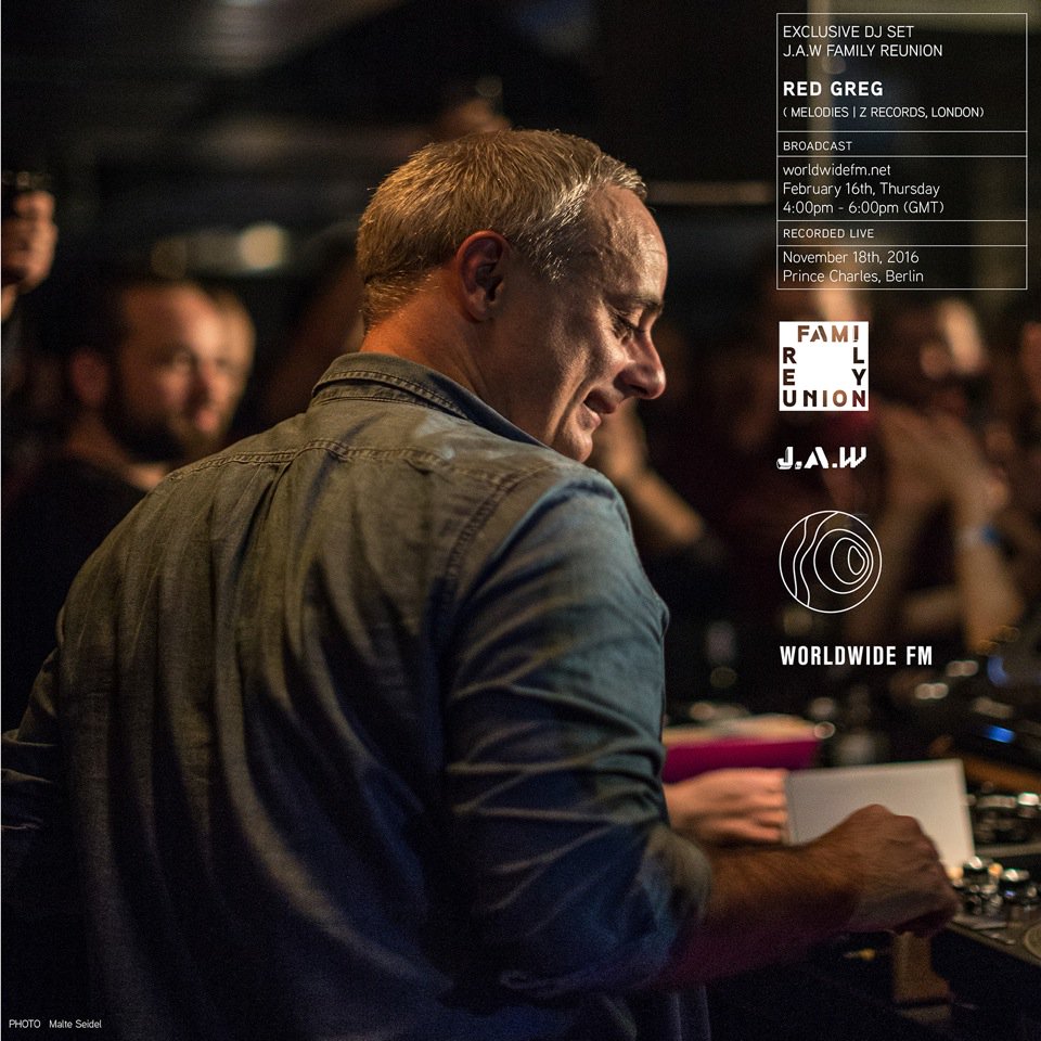 4-6PM GMT // Red Greg with a massive disco mix recorded during the J.A.W Family Reunion in Berlin last November.

worldwidefm.net