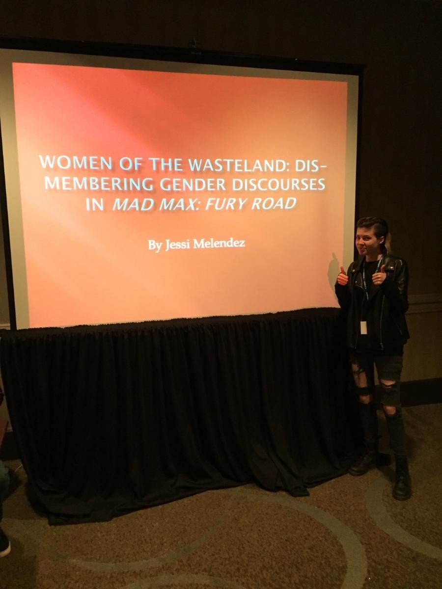 Humanities_BC's tweet photo. Jessi Melendez presents @SouthWest Popular American Culture Conference with Dr. Harris-Ramsby #BloomfieldPride @bloomfieldedu #Humanities https://t.co/vX2taYb6XK