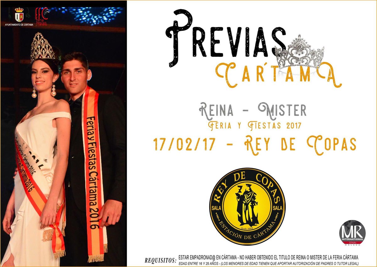 SalaReydeCopas's tweet photo. ¿Quieres ser Reina o Mister Sala Rey de Copas 2017?. Te esperamos este viernes 17 a las 23:00h. Buscamos candidat@s https://t.co/YYvQQGyzRU