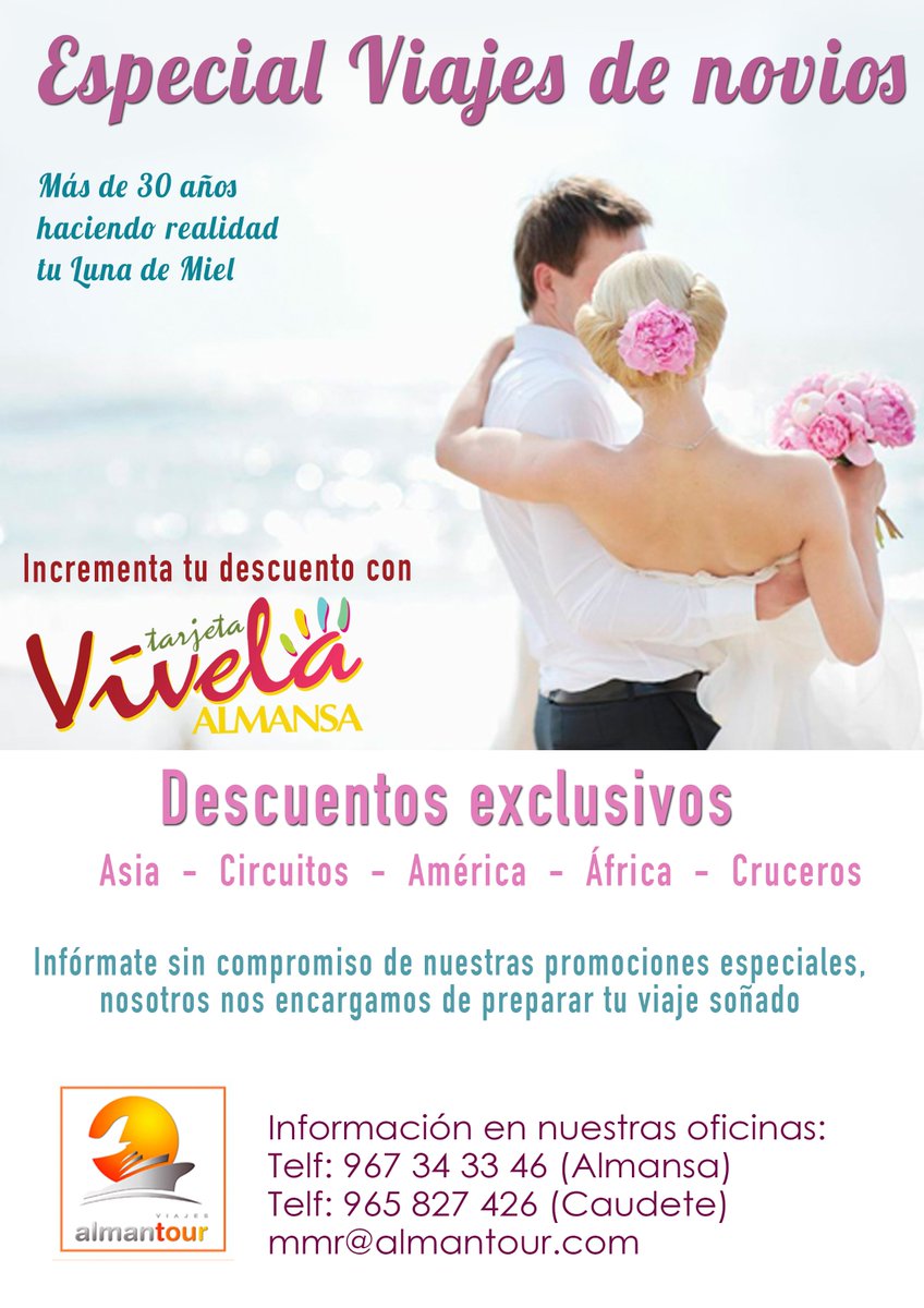 Campaña especial con descuentos exclusivos Almantour y Vive Almansa para Luna de Miel. ¿Vienes y te contamos más?