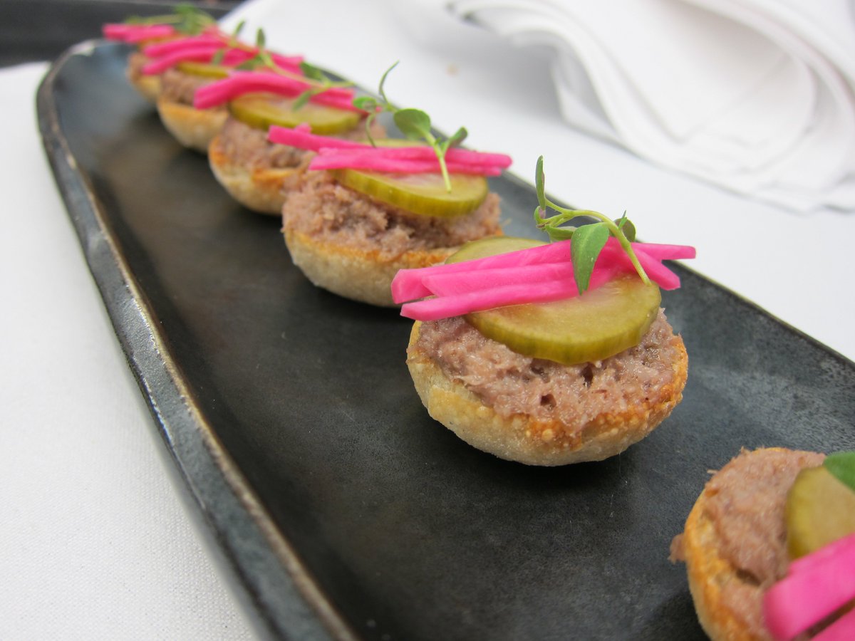 Serving up Duck Rillette:  Going, Going, Gone!  #ililinyc #lebanesefoodie ##horsdoeuvres #cateringnyc #caterer