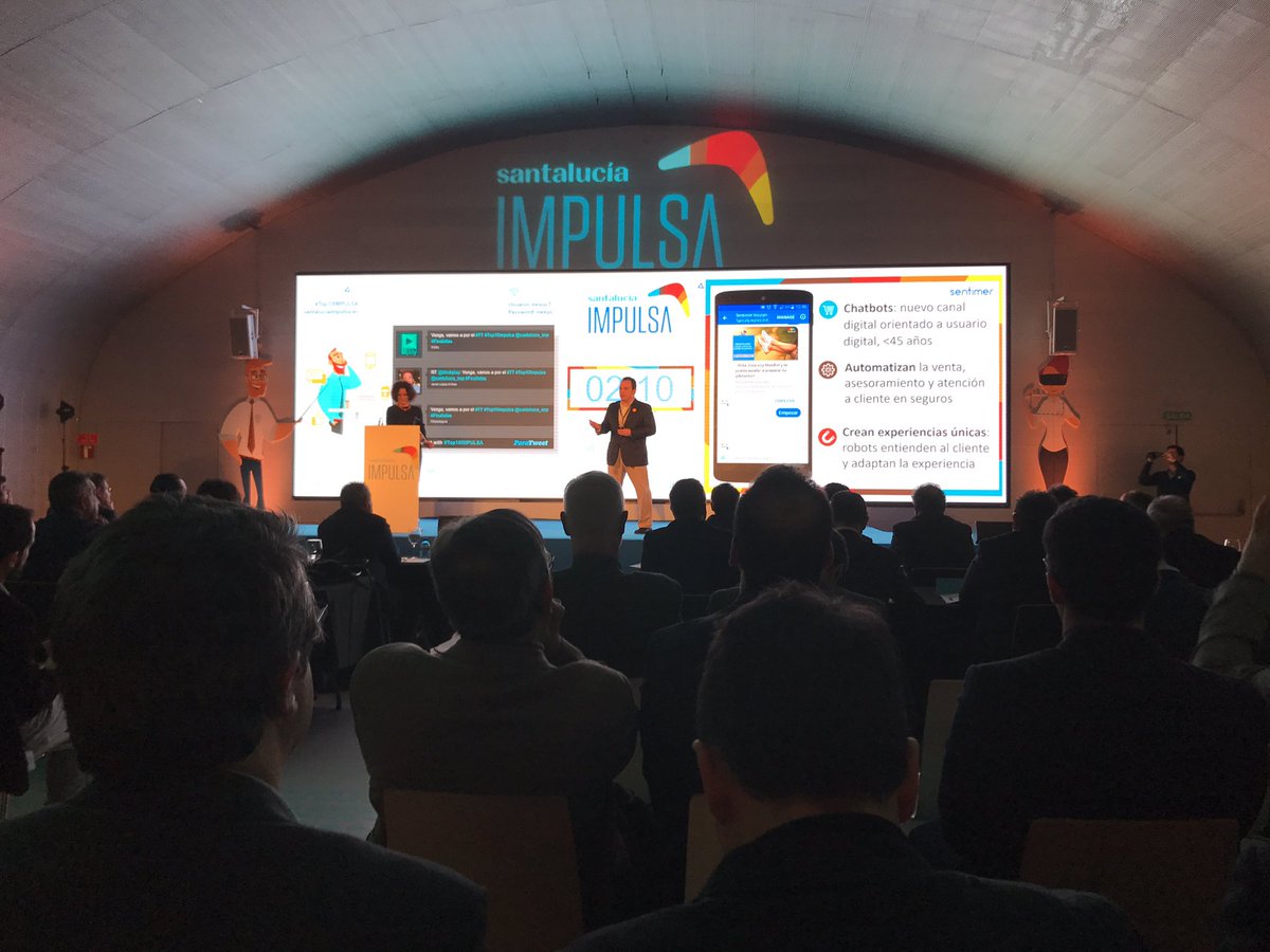 santisanzsaiz's tweet photo. Chats bots y IA en #Top10IMPULSA enfocada en el sector financiero. 🎛 con #sentimer #TransformacionDigital del sector con @santalucia_imp https://t.co/yJ5dvMJQ0m