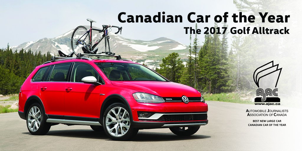 VWcanada's tweet photo. We’re proud to announce the 2017 Golf Alltrack as the winner of the  @AJACanada Canadian Car of the Year award! https://t.co/Kc9yjpUabS https://t.co/hrU0M8yuW3
