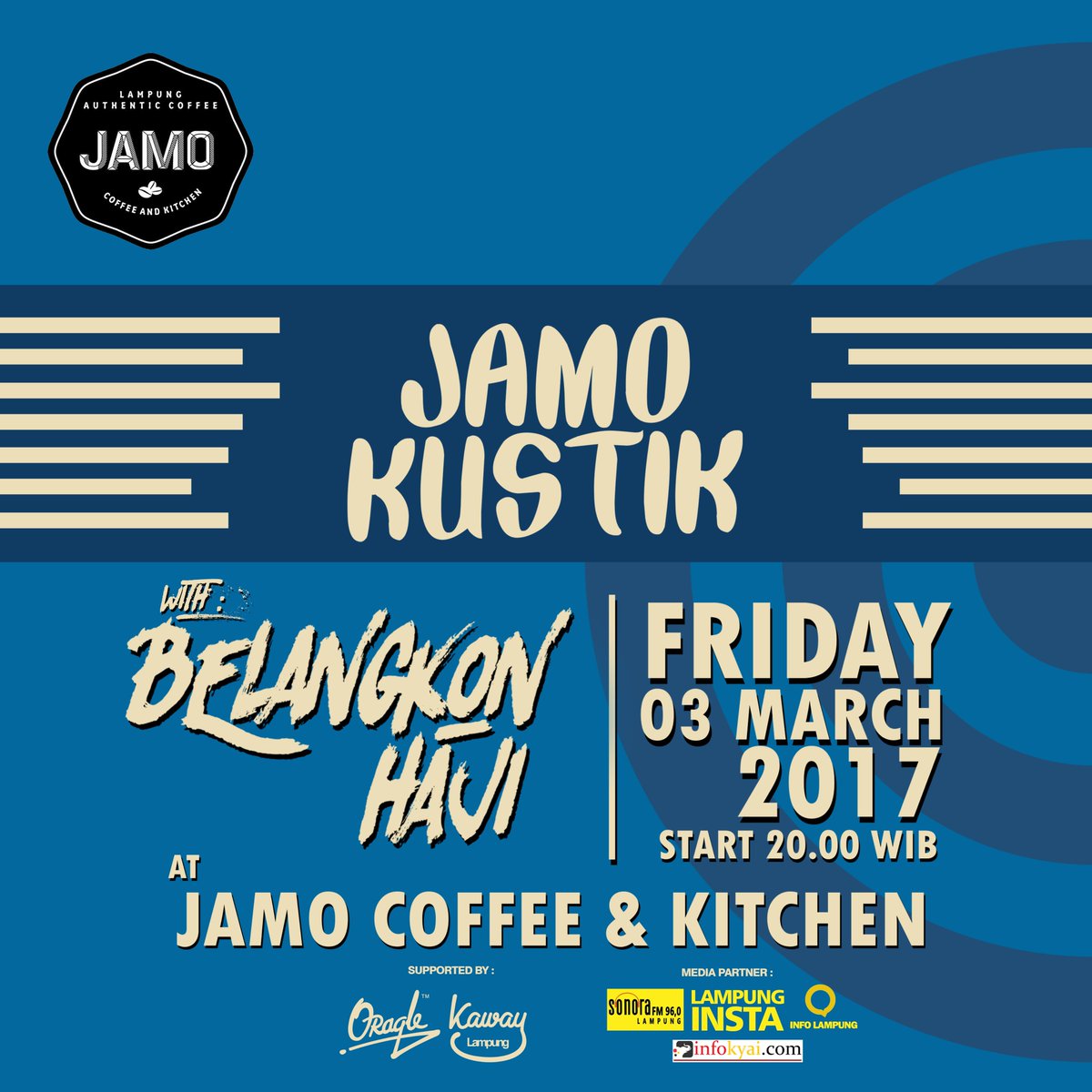 HELLO MULI MEKHANAI ... 
TONIGHT DI JAMO COFFEE AND KITCHEN ADA @BelangkonHaji .JANGAN SAMPE GAK DATENG YAA,SEE YAA ON JAMO KUSTIK VOL3 :)