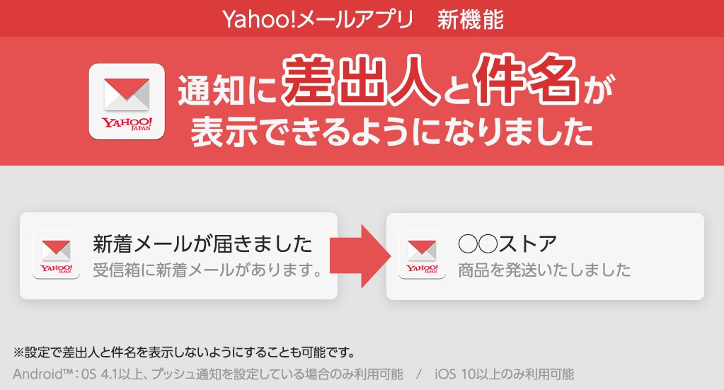 Yahoo メール در توییتر 新機能追加 皆様のご要望にお応えして 通知内容に差出人と件名が表示できるようになりました 大切なメールにもすぐに気づけます Android 版 T Co 5jxrvkbj4l Iphone版 T Co Qxzgjt2ko5 Yahooメール T Co