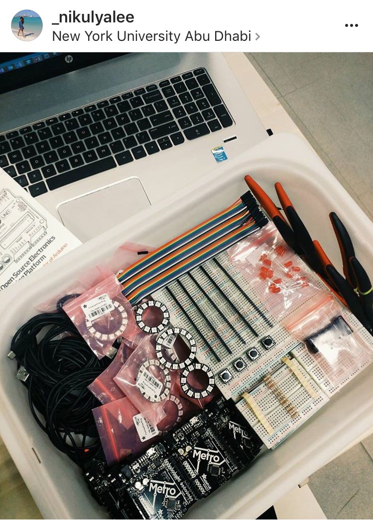 _lamaahmad's tweet photo. My friend is hosting an #Arduino workshop tomorrow called "It's Lit!" during the @weSTEMnyuad high school conference! #whywestem https://t.co/ehMr86Yp84