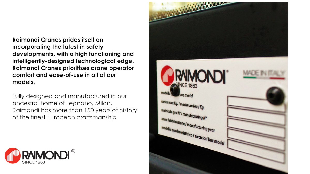 RaimondiCranes's tweet image. Raimondi #Cranes prioritizes intelligent design and safety to ensure superior onsite performance. #HeavyLiftingSolutions #Construction