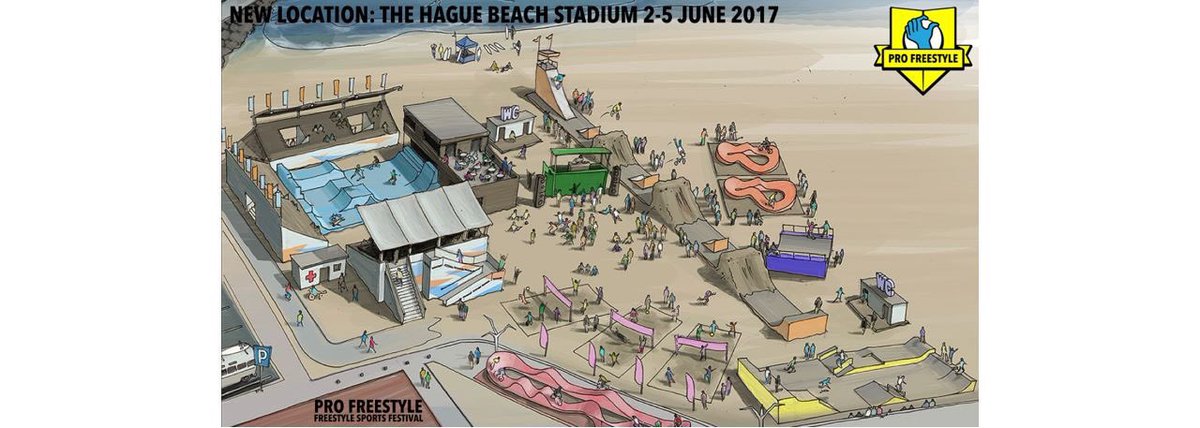 Pro Freestyle verhuist naar het <a href="/BeachstadiumNL/">TheHagueBeachStadium</a>. Save the date June 2-5! #skateboarding #bmx #urban #denhaag #scheveningen