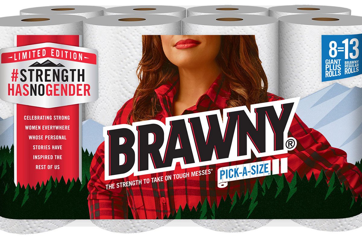 adage's tweet photo. Creativity Pick: The @Brawny Man is replaced by a woman for #WomensHistoryMonth https://t.co/rYYT2E4OyM https://t.co/it4OpZCqcz