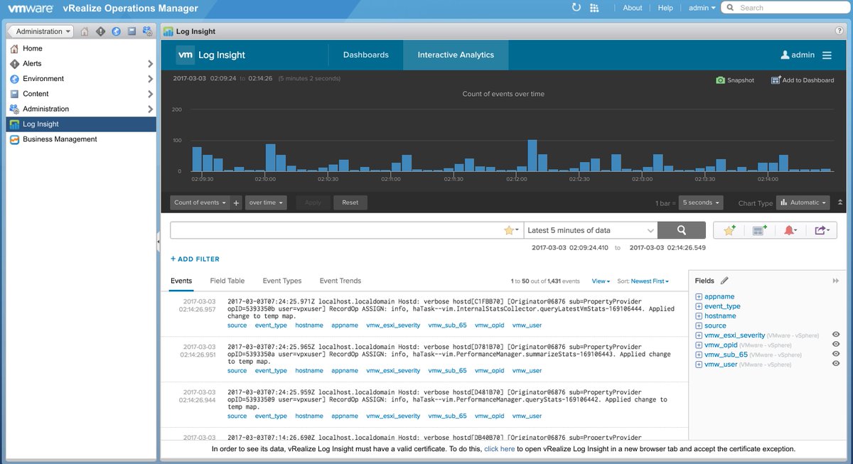 RVARUBRIK's tweet image. Log Insight (v4.3) is now accessible from within the vRealize Operations Manager UI (v6.5) 👍 @VMware @vRealizeOps @vmloginsight #LabUpgrade