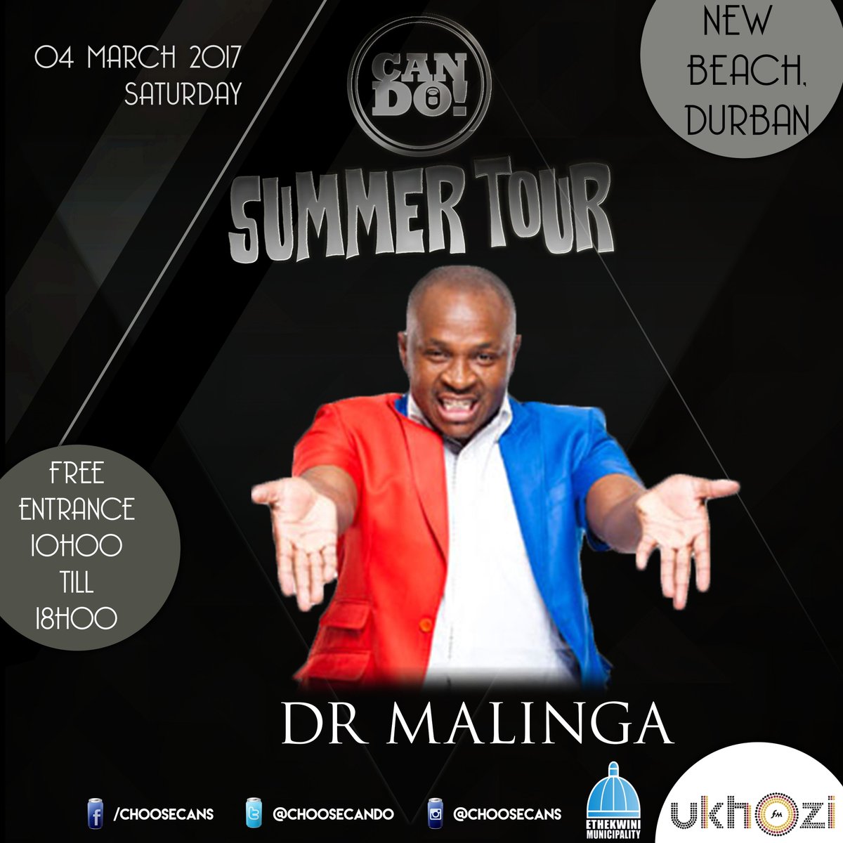 Can_Do_Za's tweet photo. @drmalinga to perform tomorrow at #CANDOSummer New Beach (Beach Front) in Durban! #FreeEntry #CoolersAllowed #CansOnly #CANDO #Choosecans https://t.co/yFwmcjy7ho
