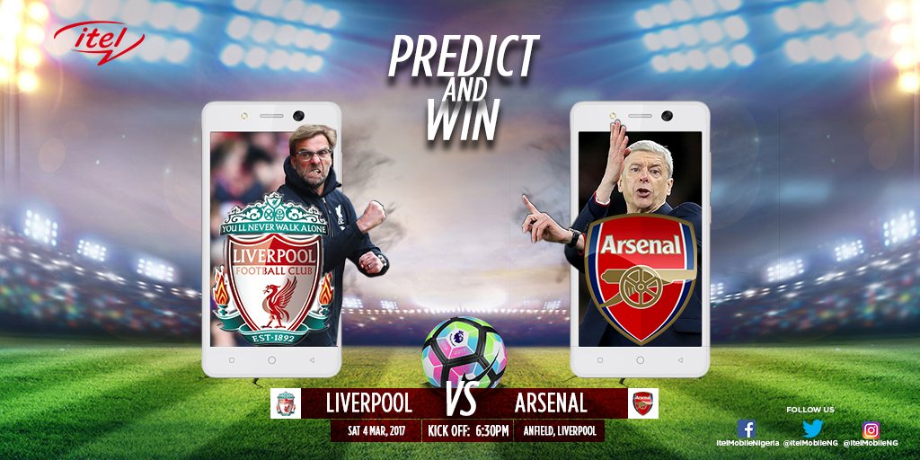 itelNigeria's tweet photo. Predict and Win with #itelMobile 
1. Predict the scoreline 
2. RT this Tweet  
First correct and one randomly correct prediction wins. https://t.co/giqcQcru7Z