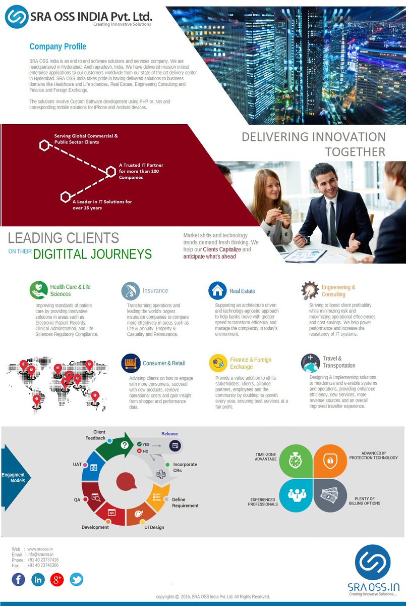 Check out our one pager for our services and domain experience. Have any software development requirement in those domains? We're Here!