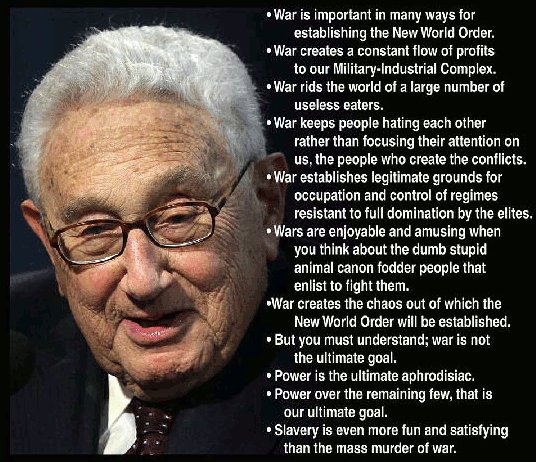 FreeFromEURule's tweet photo. Henry Kissinger says people are human cannon fodder. He should know  Research him.. https://t.co/qEoEqEFXZi