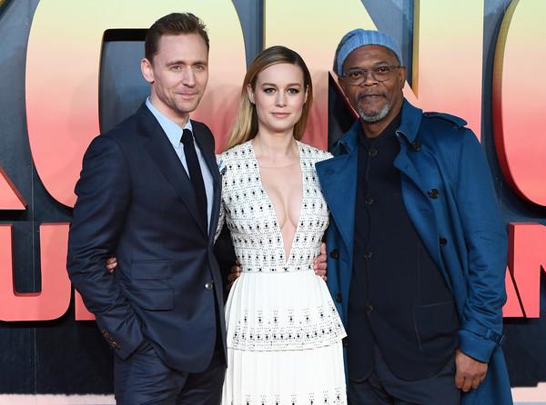 SMarie4THiddy's tweet photo. #TomHiddleston #BrieLarson &amp; #SamuelLJackson photographed by #IanGavan @ the European premiere of #KongSkullIsland in London 2.28.2017 https://t.co/4mZwppwkId