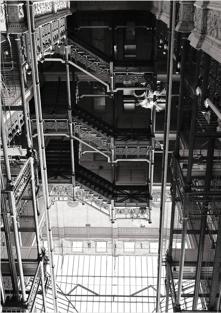 AspectMoon's tweet photo. Gravity Free Seeing #4 (Bradbury Building, Los Angeles, 35mm film with Leica Minilux) #aspectmoon #enlightenmentart #escher #mcescher https://t.co/subYwzksxE