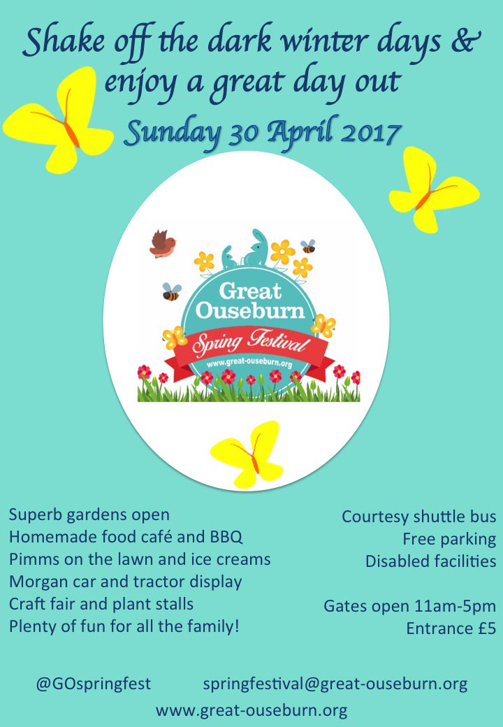 GO Spring Festival (@gospringfest) on Twitter photo This year's <a href="/GreatOuseburn/">Great Ouseburn</a> #springfestival #opengardens is on Sunday 30 April 11am-5pm. Watch out for updates here! This year's <a href="/GreatOuseburn/">Great Ouseburn</a> #springfestival #opengardens is on Sunday 30 April 11am-5pm. Watch out for updates here!