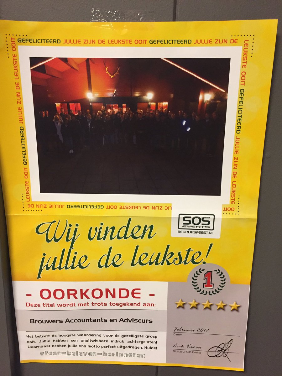Niet alleen goed in het werk, maar ook de gezelligste tijdens personeelsdienst <a href="/BrouwersNL/">Brouwers Accountants</a> <a href="/sosevents/">SOS Events</a>